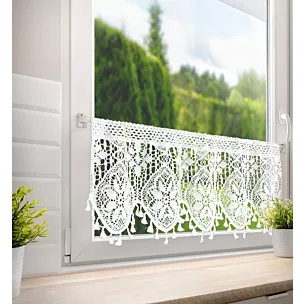 Zazdrostka biała ażurowa w stylu eko 150x30 cm tunel MOLY Eurofirany