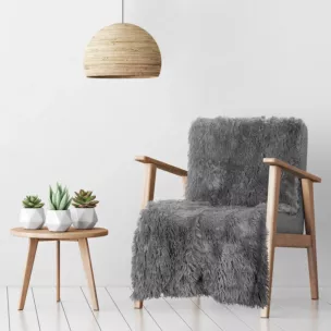 Narzuta na fotel-koc o strukturze miękkiego futra 70x160 cm srebrna TIFFANY DESIGN 91 Eurofirany