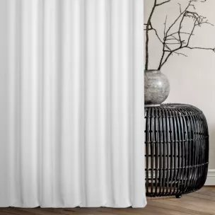 Zasłona szyta na taśmie fala NADINE biała z miękkiej tkaniny o welurowej strukturze i wyraźnym splocie