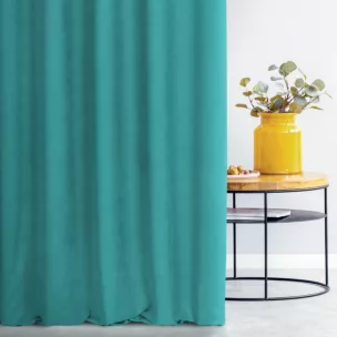 Zasłona szyta na taśmie fala ADESSA ciemnoturkusowa z miękkiej tkaniny o welurowej strukturze