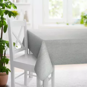 Obrus szyty szary z tkaniny typu bukla z efektem melanżu