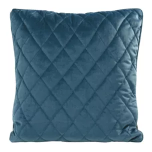 Poszewka na poduszkę 45x45 cm welwetowa pikowana we wzór karo z ozdobną wypustką na brzegach granatowa VELVET 27 EUROFIRANY PREMIUM