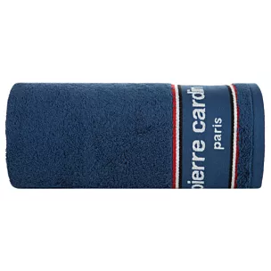 Ręcznik kąpielowy 70X140 cm bawełniany kolor granatowy 450 g/m2 z żakardową bordiurą i haftowanym logiem marki Pierre Cardin KARLA Eurofirany