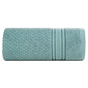 Ręcznik kąpielowy 50x90 cm bawełniany kolor ciemnomiętowy zdobiony subtelnymi paseczkami 500 g/m2 DAVOS Eurofirany