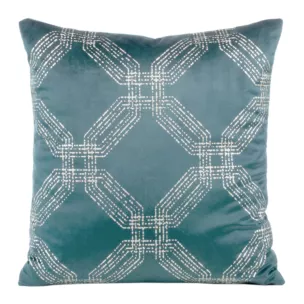 Poszewka na poduszkę 45x45 cm welwetowa z błyszczącym nadrukiem niebieska BLINK 30 Eurofirany