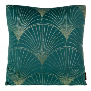 Poszewka na poduszkę 45x45 cm welwetowa ze złotym nadrukiem ciemnoturkusowo BLINK 21 Eurofirany