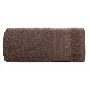 Ręcznik kąpielowy 70x140 cm bawełniany kolor ciemnobrązowy w pasy przetykany błyszczącą nicią 500 g/m2 APRIL Eurofirany