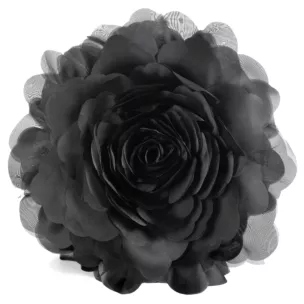 Okrągła poszewka o średnicy 40 cm kolor czarny zdobiona kwiatem 3D FLORES 6 Eurofirany