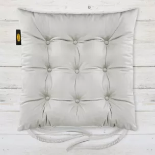 Poduszka na krzesło dwustronna 40 x 40 x 6 cm welwetowa jasnostalowa z dziewięcioma pikowaniami Eurofirany