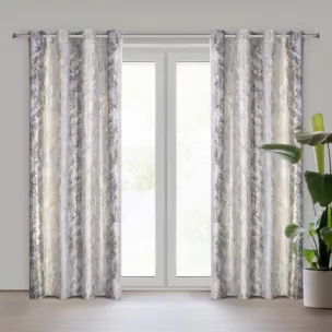 Zasłona srebrno, szampańska z przecieranym nadrukiem, welwetowa 135x250 cm przelotka SOFI Eurofirany