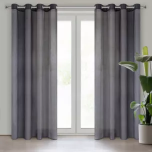 Firana ciemnofioletowa o strukturze drobnego deszczyku wzór poziomy 140x250 cm przelotka REBECCA Eurofirany