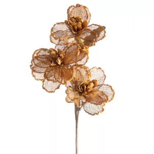 Kwiat sztuczny brązowy z siateczki 90 cm Eurofirany