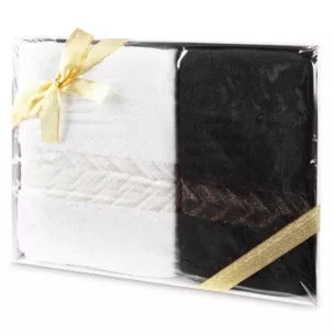 Zestaw ręczników bawełnianych 2 szt kolor biały, czarny 450 g/m2 GLOW Eurofirany