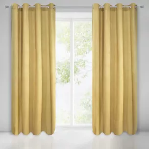 Zasłona musztardowa z dodatkiem lśniącej nici z welwetu 140x270 cm przelotka CLARISA Diva Line Eurofirany