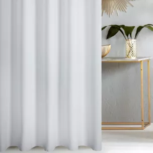 Firana szyta na taśmie fala biała z delikatnej tkaniny z bambusową nicią, antybakteryjna i ekologiczna.