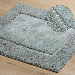 Chic miętowy dywan łazienkowy z kryształami w stylu glamour z kryształkami 50x70 cm Eurofirany