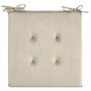 Poduszka na krzesło 40 x 40 x 3 cm welwetowa jasnobeżowa z ozdobnym pikowaniem i praktycznymi troczkami GAJA Eurofirany