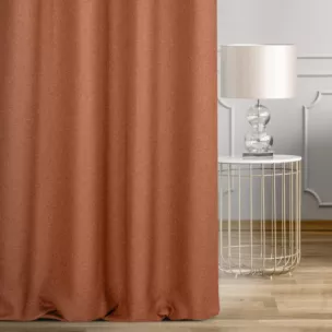 Zasłona szyta na taśmie fala ruda z tkaniny o naturalnym splocie w stylu eko