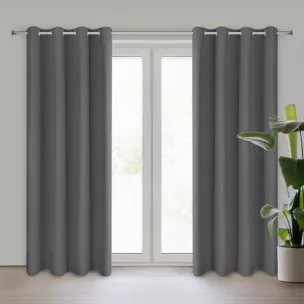 Zasłona grafitowa z gładkiej matowej tkaniny 140x250 cm przelotka ADARI Eurofirany