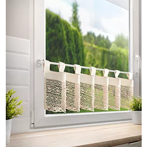 Zazdrostka jasnobeżowa z bawełny zdobiona ażurowym wzorem 150x35 cm szelki  MADDELINE Eurofirany