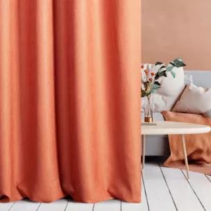 Zasłona szyta na taśmie 8 cm STYLE ruda o naturalnym charakterze, z widocznym, ozdobnym splotem