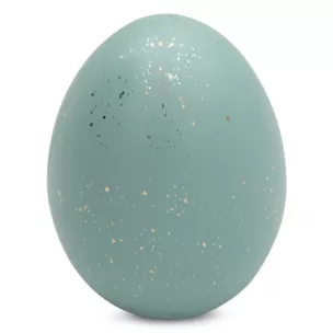 Figurka dekoracyjna wielkanocna z glinki ceramicznej zdobiona lśniącymi drobinkami Eurofirany