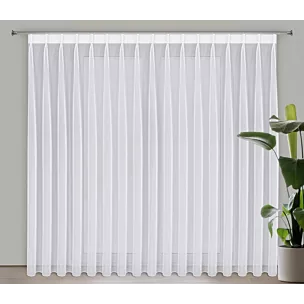 Firana biała z gładkiego mlecznego woalu wykończona szwem obciążającym VIOLET 300x230 cm flex 1:2 Eurofirany