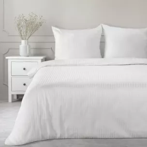 Pościel 140x200 cm satyna bawełniana kolor biały w drobne prążki VERA Eurofirany