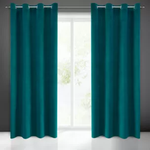 Zasłona ciemnoturkusowa z matowego welwetu 140x250 cm przelotka MILO Eurofirany