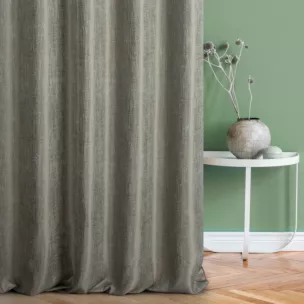 Zasłona szyta na taśmie 8 cm miętowa z tkaniny melanżowej przetykanej błyszczącą nicią