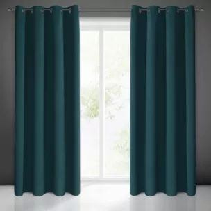 Zasłona petrol z gładkiej matowej tkaniny zaciemniającej 135x250 cm przelotka BLACKOUT Eurofirany