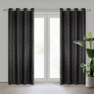 Zasłona czarno, srebrzysta z tkaniny typu blackout 140x250 cm przelotka OLETA Eurofirany