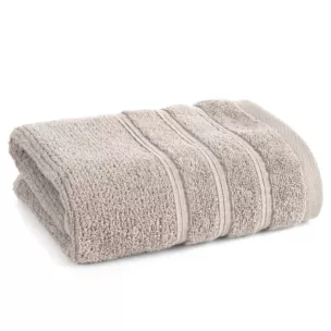 Ręcznik kąpielowy 50x90 cm bawełniany kolor beżowy w błyszczące paseczki AMIRA Eurofirany