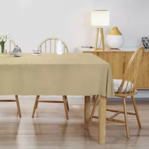 Obrus szyty DORA - HIT beżowy z miękkiej tkaniny o welurowej strukturze