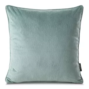 Poszewka na poduszkę 40x40 cm z miękkiego welwetu z falującym wytłaczanym wzorem niebieska LILI Eurofirany