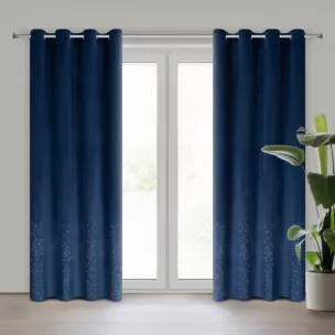 Zasłona granatowa z kryształkami i welwetowej tkaniny 140x250 cm przelotka ARIADNA Eurofirany