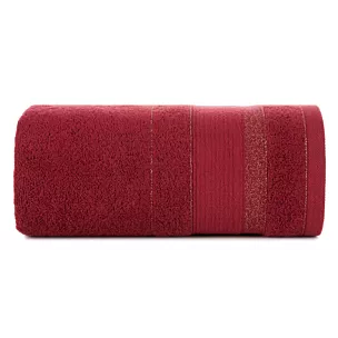 Ręcznik kąpielowy 50x90 cm bawełniany kolor bordowy w pasy przetykany błyszczącą nicią 500 g/m2 APRIL Eurofirany