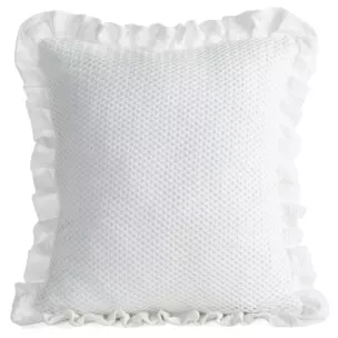 Poszewka na poduszkę 45x45 cm muślinowa z siateczką oraz ozdobną falbanką na brzegach biała MUŚLIN 2 Eurofirany