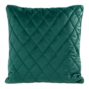 Poszewka na poduszkę 45x45 cm welwetowa pikowana we wzór karo z ozdobną wypustką na brzegach ciemnoturkusowa VELVET 27 EUROFIRANY PREMIUM