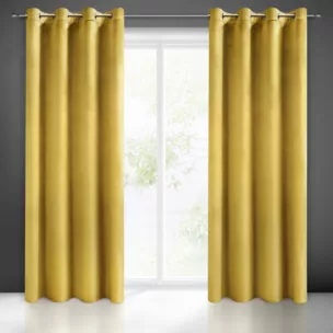 Zasłona musztardowa z miękkiego welwetu 140x250 cm przelotka SUZANA Eurofirany