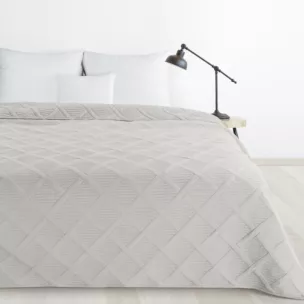 Narzuta srebrna 200x220 cm z geometrycznym wzorem wykonana techniką hot press ALARA 5 DESIGN 91 Eurofirany