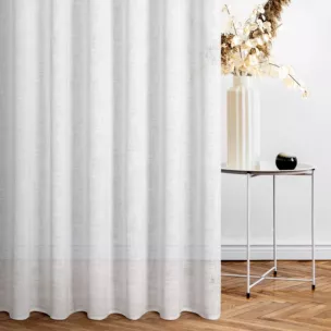 Zasłona szyta na taśmie fala biała z grubszej etaminy, matowa