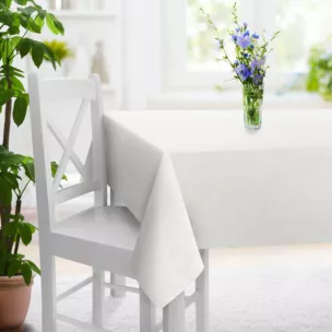 Obrus szyty naturalny z miękkiej szenilowej tkaniny z efektem melanżu