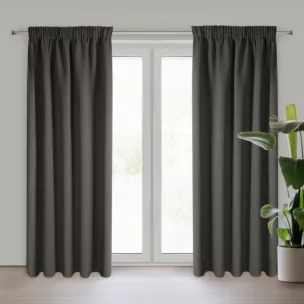 Zasłona grafitowa zaciemniająca gładka półmatowa 135x270 cm taśma LOGAN Eurofirany