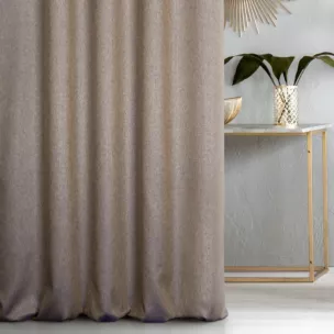 Zasłona szyta na taśmie fala ciemnozłoto granatowa z tkaniny z dodatkiem połyskującej nici, z widocznym ozdobnym splotem