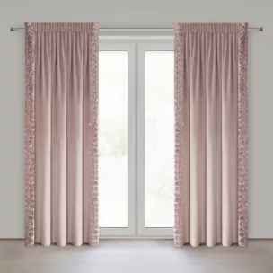 Zasłona pudrowa z welwetu zdobiona aplikacją 3D róż 140x270 cm taśma - ROSES Eva Minge Eurofirany