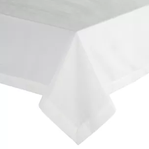 Obrus biały 140x180 cm welwetowy MELINDA z ozdobną listwą