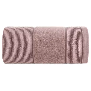 Ręcznik kąpielowy 50x90 cm bawełniany kolor pudrowy róż z welurową bordiurą 500 g/m2 EMMA Eurofirany