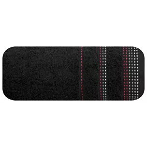 Ręcznik kąpielowy 70x140 cm bawełniany kolor czarny z ozdobnym stębnowaniem 500 g/m2 POLA Eurofirany