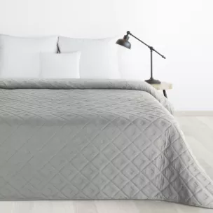 Narzuta srebrna 220x240 cm z geometrycznym wzorem wykonana techniką hot press ALARA 6 DESIGN 91 Eurofirany